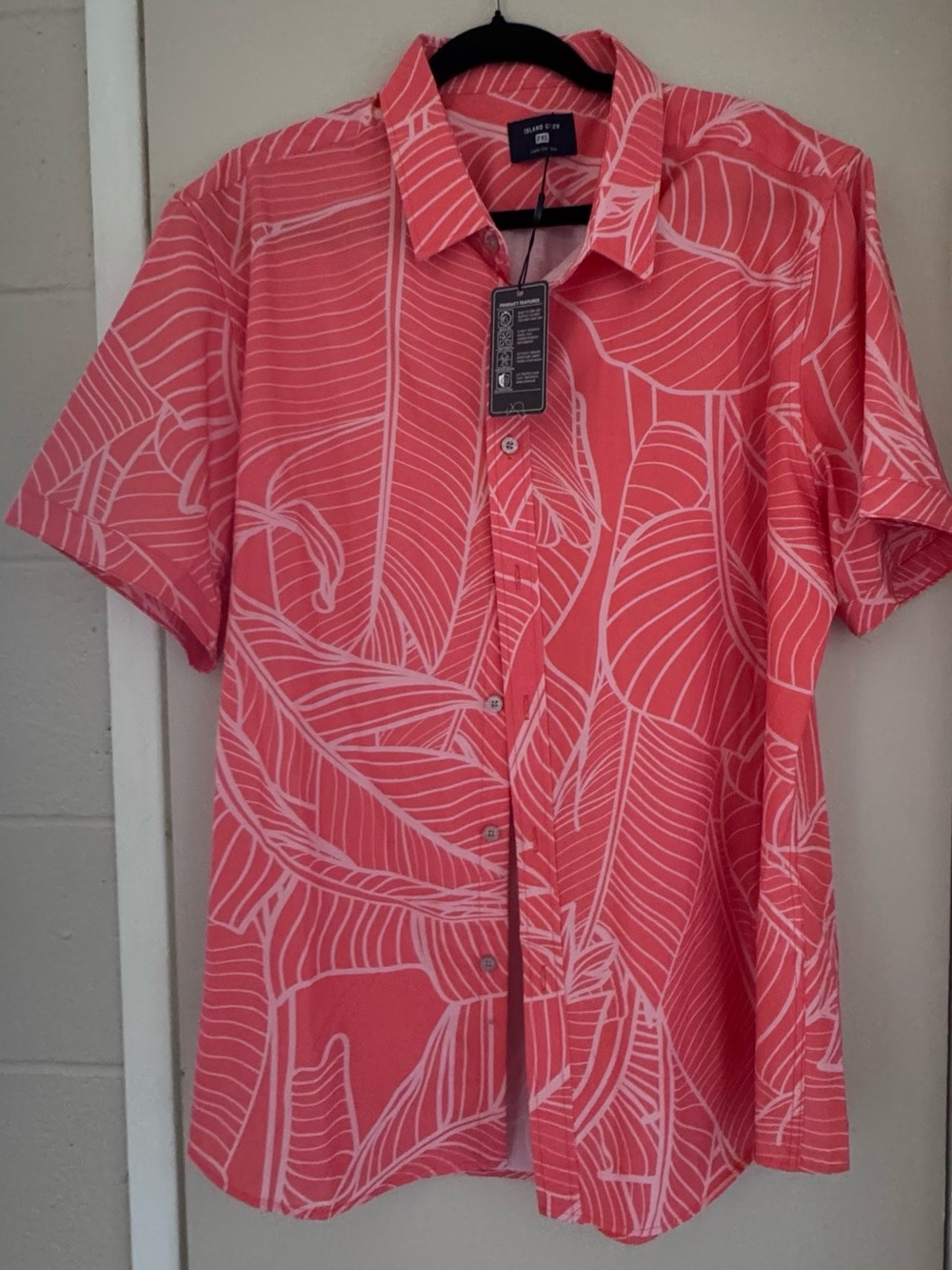 Island Crew Orange Short-Sleeve Leaf Print Button-Down Aloha Shirt
